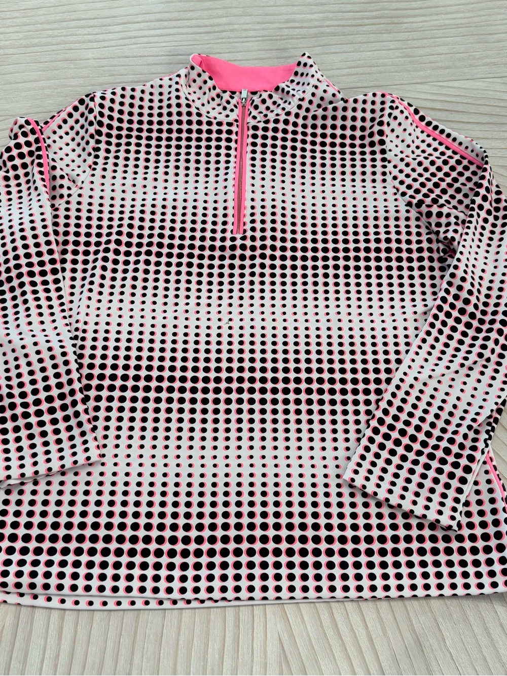 Tail Long Sleeve Half-Zip Top in Pink, Black & White